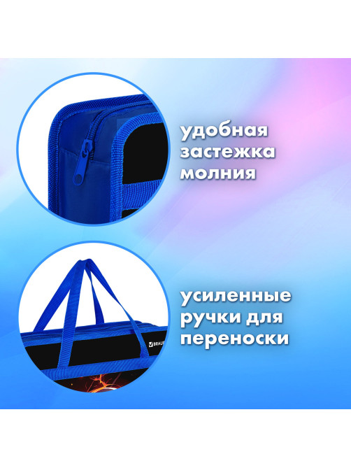 Папка на молнии с ручками BRAUBERG А4, 1 отделение, пластик, 80 мм, 