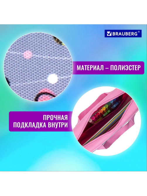 Папка на молнии с ручками BRAUBERG А4, 1 отделение, полиэстер, 80 мм, 