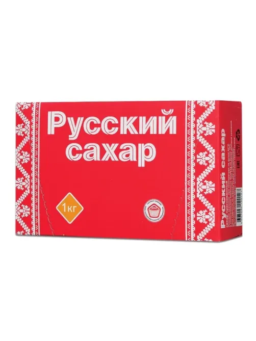 Сахар-рафинад РУССКИЙ 1 кг (180 кусочков, размер 15х16х21 мм)