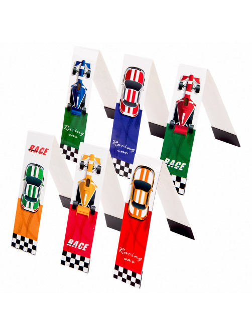 Закладки для книг с магнитом RACE CARS, набор 6 шт., блестки, 25x196 мм, ЮНЛАНДИЯ, 113446