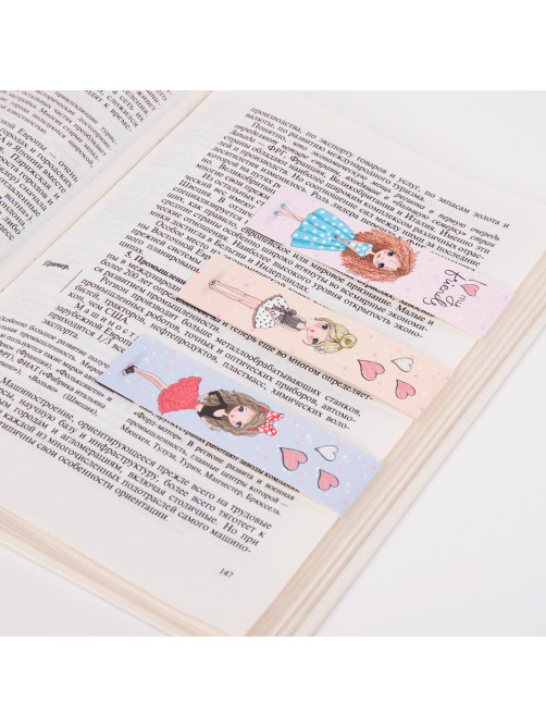 Закладки для книг с магнитом FASHION GIRLS, набор 6 шт., блестки, 25x196 мм, ЮНЛАНДИЯ, 113443