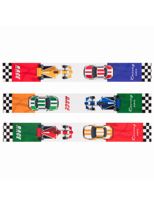 Закладки для книг с магнитом RACE CARS, набор 6 шт., блестки, 25x196 мм, ЮНЛАНДИЯ, 113446