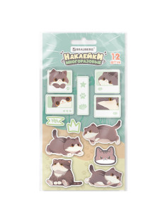 Наклейки зефирные BRAUBERG МИЛЫЕ КОТЫ, многоразовые, 10х15 см, 666054