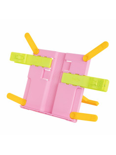 Подставка для книг ЮНЛАНДИЯ, с боковыми зажимами, регулируемый наклон, пластик, розовая, 237907