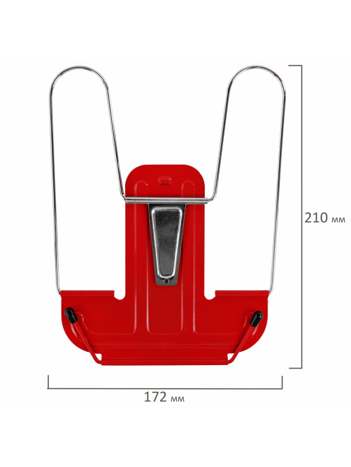 Подставка для книг и учебников BRAUBERG LINE+, металлическая, красная, европодвес, 238070