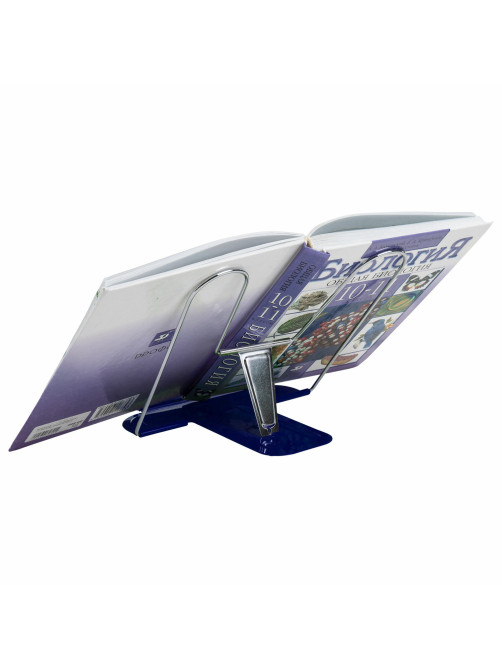 Подставка для книг и учебников BRAUBERG LINE+, металлическая, синяя, европодвес, 238071