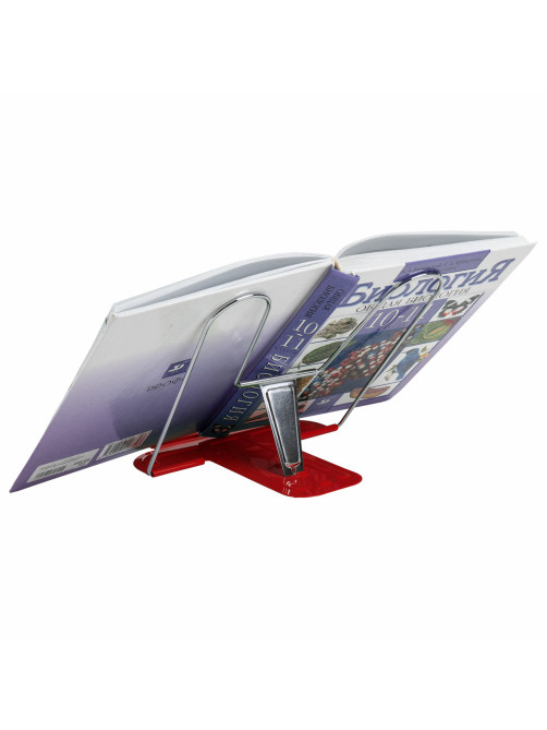 Подставка для книг и учебников BRAUBERG LINE+, металлическая, красная, европодвес, 238070