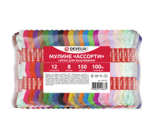 Нитки для вышивания (мулине), набор 150 цветов, 8 м, полиэфир, DEVELIA (Девелиа), 665433