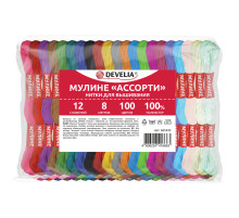 Нитки для вышивания (мулине), набор 100 цветов, 8 м, полиэфир, DEVELIA (Девелиа), 665432