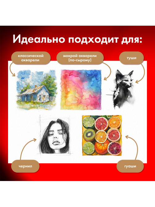 Бумага для акварели 300 г/м2 460x660 мм мелкое зерно, 10 листов, BRAUBERG ART PREMIERE, 113232