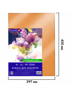 Бумага для акварели А3 40 л., 200 г/м2 ГОЗНАК СПб, в коробке, BRAUBERG ART CLASSIC, 