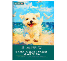 Бумага для гуаши и акрила А3 10 л., 235 г/м2, 297х420 мм, в папке, BRAUBERG ART CLASSIC, 