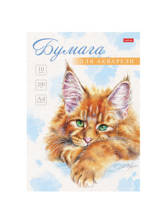 Папка для акварели А4, 10 л., 200 г/м2, 210х297 мм, HATBER, 