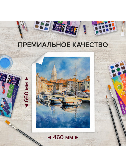 Бумага для акварели 300 г/м2 460x660 мм крупное зерно, 10 листов, BRAUBERG ART PREMIERE, 113234