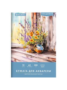 Папка для акварели БОЛЬШАЯ А2, 10 л., 200 г/м2, 400х590 мм, BRAUBERG АКАДЕМИЯ, 