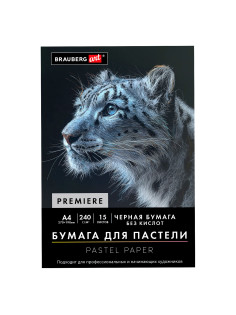 Бумага для пастели АБРАЗИВНАЯ А4 в папке, 15 листов, ЧЕРНАЯ, 240 г/м2, BRAUBERG ART, 117765
