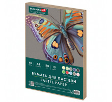 Бумага для пастели А4 в коробке, 40 листов, 10 цветов, 180 г/м2, BRAUBERG ART CLASSIC, 116349