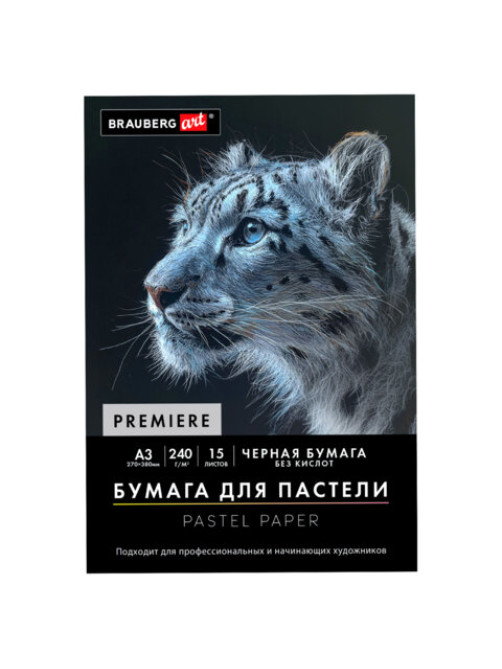 Бумага для пастели АБРАЗИВНАЯ А3 в папке, 15 листов, ЧЕРНАЯ, 240 г/м2, BRAUBERG ART, 117766