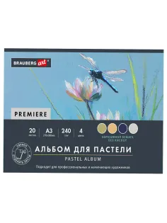 Бумага для пастели АБРАЗИВНАЯ А3, альбом (склейка), 20 листов, 4 цвета, 240 г/м2, BRAUBERG ART, 117770