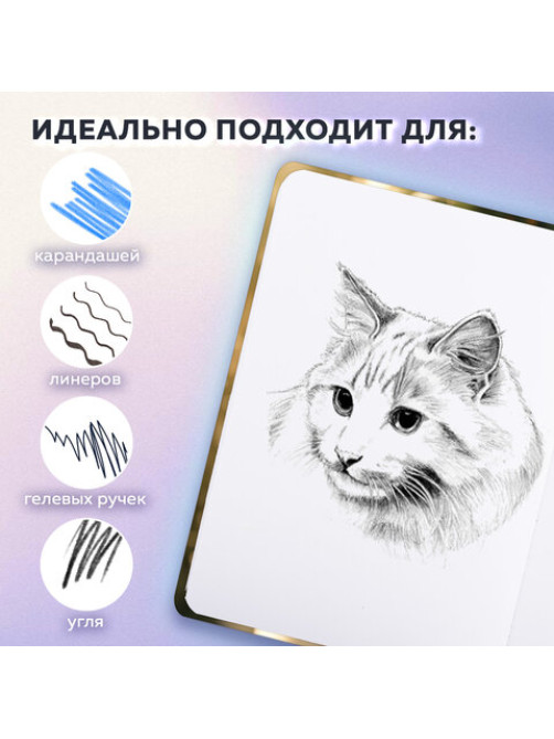 Скетчбук, белая бумага 80 г/м2, 145х203 мм, 80 л., резинка, твердый, BRAUBERG ART, 