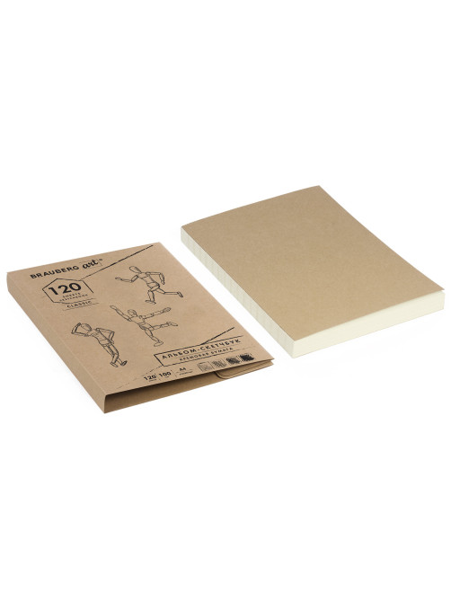 Скетчбук, слоновая кость 100 г/м2, 210х297 мм, 120 л., прошивка, BRAUBERG ART CLASSIC, 128960