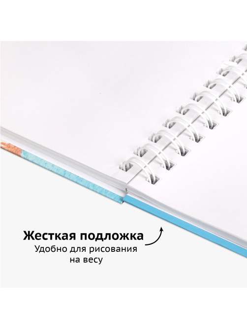 Скетчбук, белая бумага 100 г/м2, 210х290 мм, 80 л., гребень, твердая обложка, BRAUBERG ART DEBUT, 112987