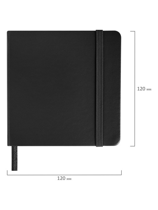Скетчбук, слоновая кость 140 г/м2 120х120 мм, 80 л., КОЖЗАМ, резинка, BRAUBERG ART CLASSIC, черный, 113191