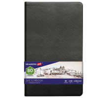 Скетчбук, слоновая кость 140 г/м2 130х210 мм, 80 л., КОЖЗАМ, резинка, BRAUBERG ART CLASSIC, черный, 113194
