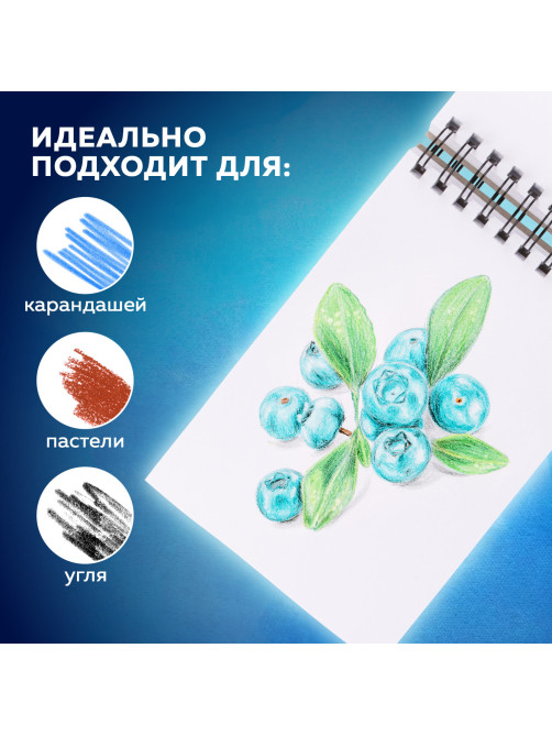 Скетчбук, белая бумага 190 г/м2, 145х212 мм, 60 л., гребень, твердая обложка, BRAUBERG ART CLASSIC, 113851