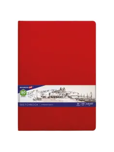 Скетчбук, слоновая кость 140 г/м2 210х297 мм, 80 л., КОЖЗАМ, резинка, BRAUBERG ART CLASSIC, красный, 113199