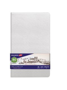 Скетчбук, слоновая кость 140 г/м2 130х210 мм, 80 л., КОЖЗАМ, резинка, BRAUBERG ART CLASSIC, белый, 113192