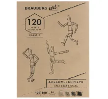 Скетчбук, слоновая кость 100 г/м2, 210х297 мм, 120 л., прошивка, BRAUBERG ART CLASSIC, 128960