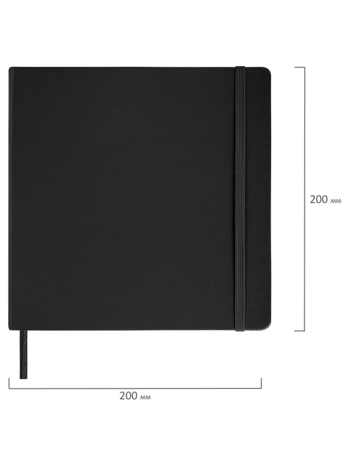 Скетчбук, слоновая кость 140 г/м2 200х200 мм, 80 л., КОЖЗАМ, резинка, BRAUBERG ART CLASSIC, черный, 113196