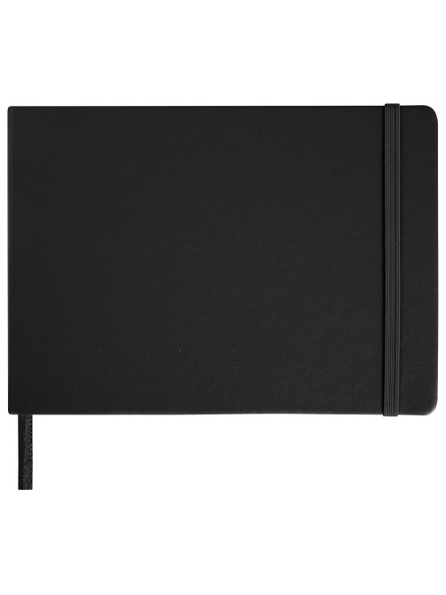 Скетчбук, слоновая кость 140 г/м2 210х148 мм, 80 л., КОЖЗАМ, резинка, BRAUBERG ART CLASSIC, черный, 113198
