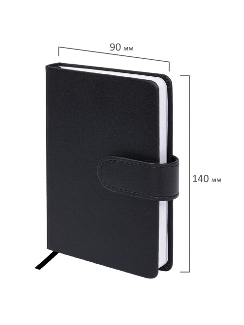 Скетчбук, белая бумага 140 г/м2 90х140 мм, 80 л., КОЖЗАМ, застежка, BRAUBERG ART CLASSIC, черный, 116459