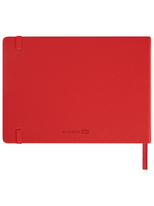 Скетчбук, слоновая кость 140 г/м2 210х148 мм, 80 л., КОЖЗАМ, резинка, BRAUBERG ART CLASSIC, красный, 113197