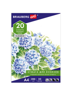 Папка для рисования А4, 20 л., 200 г/м2, BRAUBERG, 210х297 мм, 