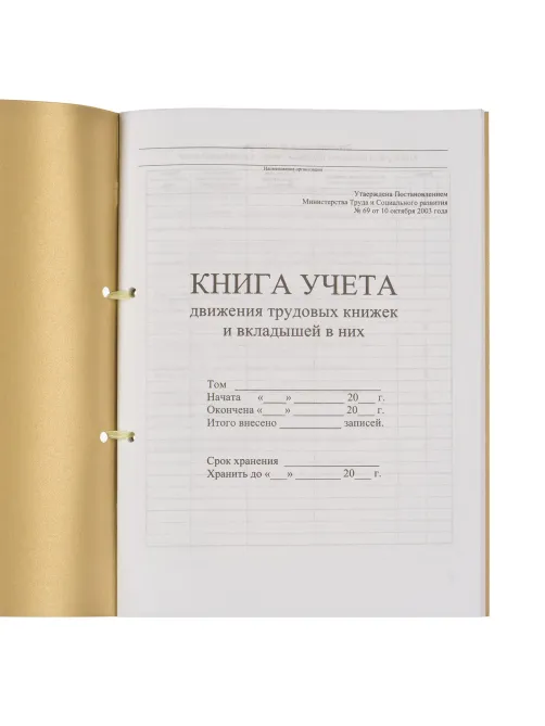 Книга учета движения трудовых книжек и вкладышей к ним, 32 л., сшивка, плобма, обложка ПВХ, 130203, КД-01