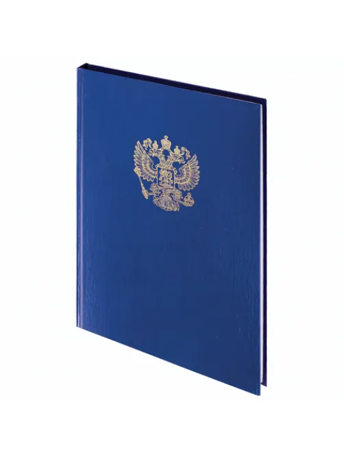 Книга учета 96 л., клетка, твердая, бумвинил, офсет, герб, А4 (200х290 мм), BRAUBERG, синяя, 130141