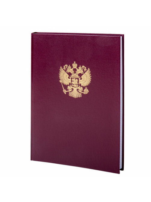 Книга учета 96 л., клетка, твердая, бумвинил, офсет, герб, А4 (200х290 мм), BRAUBERG, бордовая, 130276