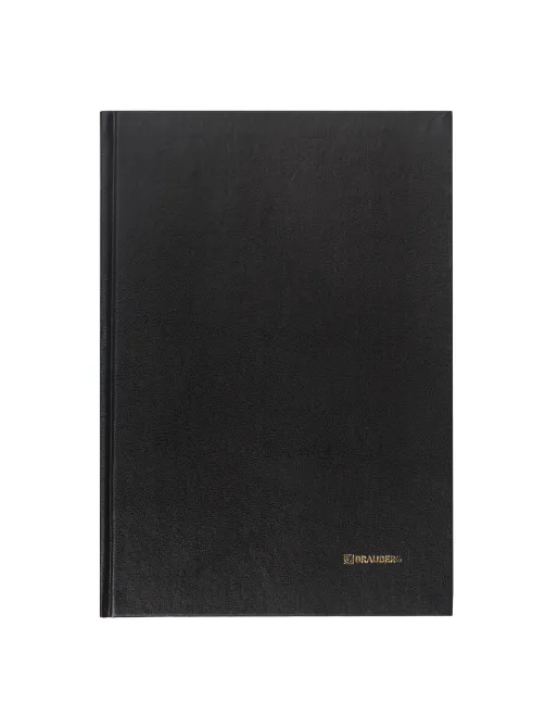 Книга учета 96 л., клетка, твердая, бумвинил, блок офсет, А4 200х290 мм, BRAUBERG, черная, 130223