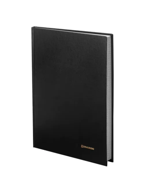 Книга учета 96 л., клетка, твердая, бумвинил, блок офсет, А4 200х290 мм, BRAUBERG, черная, 130223