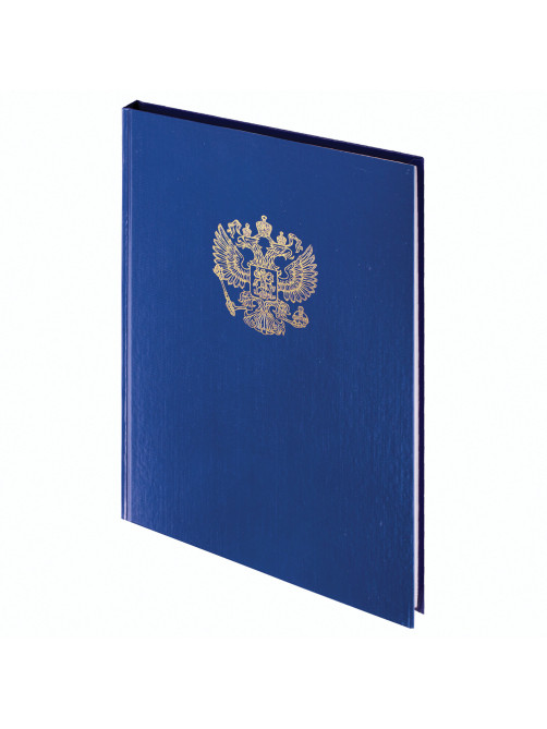 Книга учета 96 л., клетка, твердая, бумвинил, офсет, герб, А4 (200х290 мм), BRAUBERG, синяя, 130141
