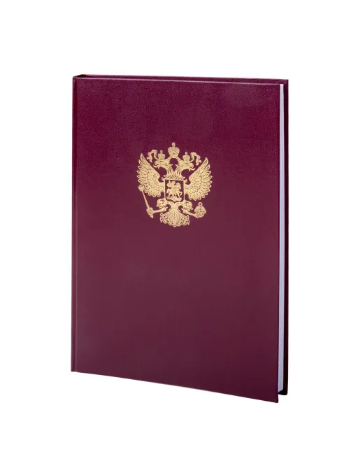 Книга учета 96 л., клетка, твердая, бумвинил, офсет, герб, А4 (200х290 мм), BRAUBERG, бордовая, 130276