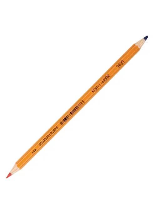 Карандаш двухцветный КРАСНО-СИНИЙ, KOH-I-NOOR, 1 шт., шестигранный, грифель 3,2 мм, натуральное дерево, 3433, 34330EG013KS