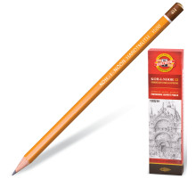 Карандаш чернографитный KOH-I-NOOR 1500, 1 шт., 4H, корпус желтый, заточенный, 150004H01170