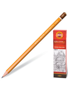 Карандаш чернографитный KOH-I-NOOR 1500, 1 шт., 4H, корпус желтый, заточенный, 150004H01170