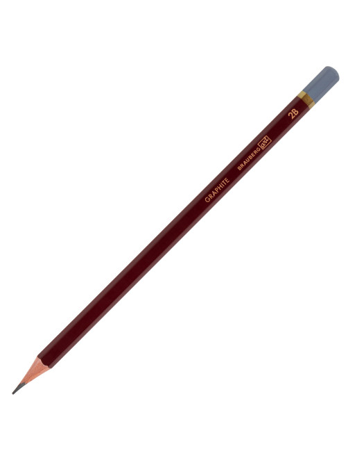 Карандаш чернографитный художественный 2B, 1 шт., BRAUBERG ART 