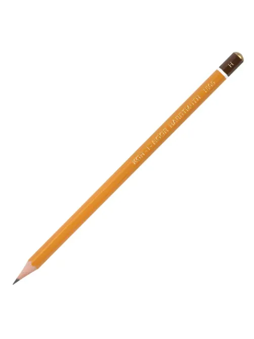 Карандаш чернографитный KOH-I-NOOR 1500, 1 шт., H, корпус желтый, заточенный, 150000H01170RU