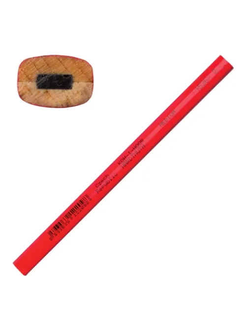 Карандаш столярный KOH-I-NOOR, 1 шт., НВ, грифель 5х2 мм, корпус красный, 153600200177